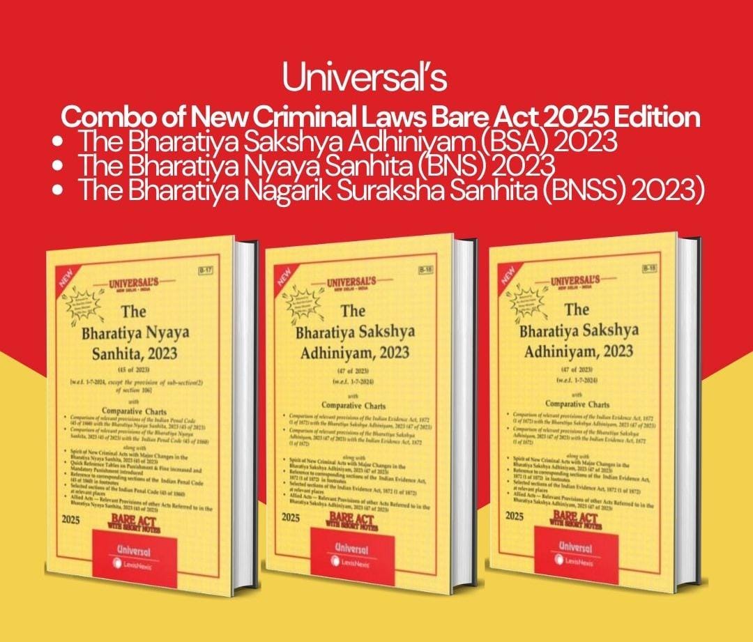 New Criminal Bare Acts Combo Set - The Bharatiya Nagarik Suraksha Sanhita, 2023, The Bharatiya Nyaya Sanhita, 2023 & The Bharatiya Sakshya Adhiniyam, 2023