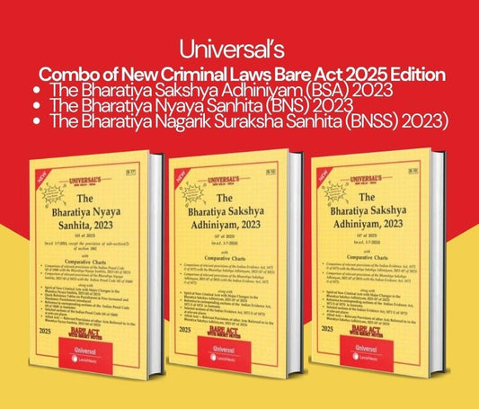 New Criminal Bare Acts Combo Set - The Bharatiya Nagarik Suraksha Sanhita, 2023, The Bharatiya Nyaya Sanhita, 2023 & The Bharatiya Sakshya Adhiniyam, 2023